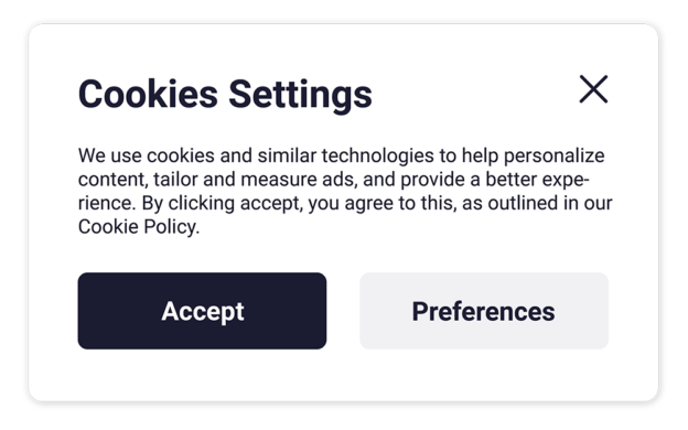 Website cookie consent banner notifying users about cookies, with options to accept or manage settings.